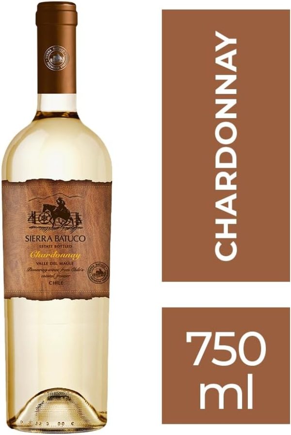 Sierra Batuco Chardonnay 750 ml vinho branco rótulo marrom destaque texto CHARDONNAY