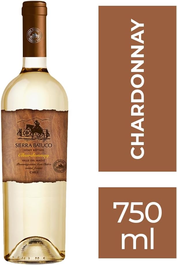 Sierra Batuco Chardonnay 750 ml vinho branco rótulo marrom destaque texto CHARDONNAY